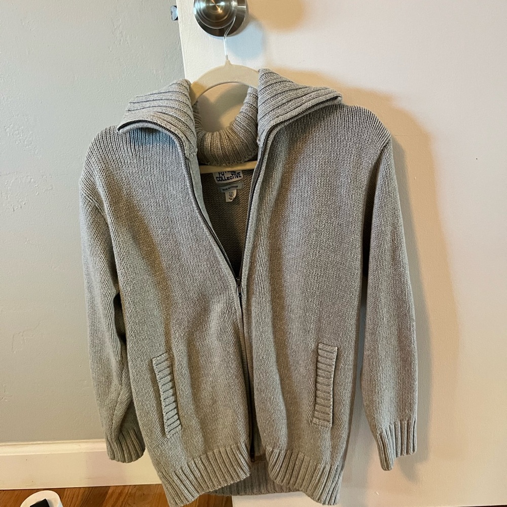 Zip-Up Gray Sweater